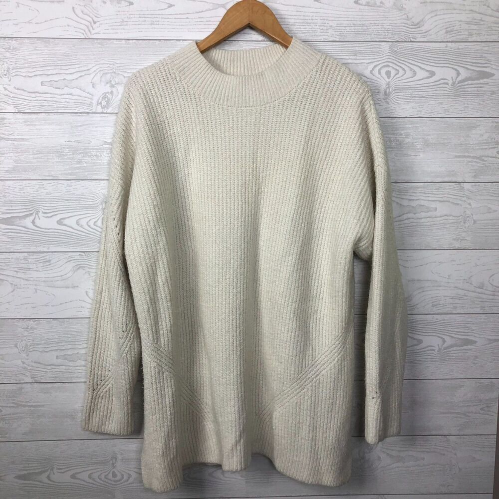 Old Navy Women's XXL Long Sleeve Pullover Tunic Sweater High Neck Ivory